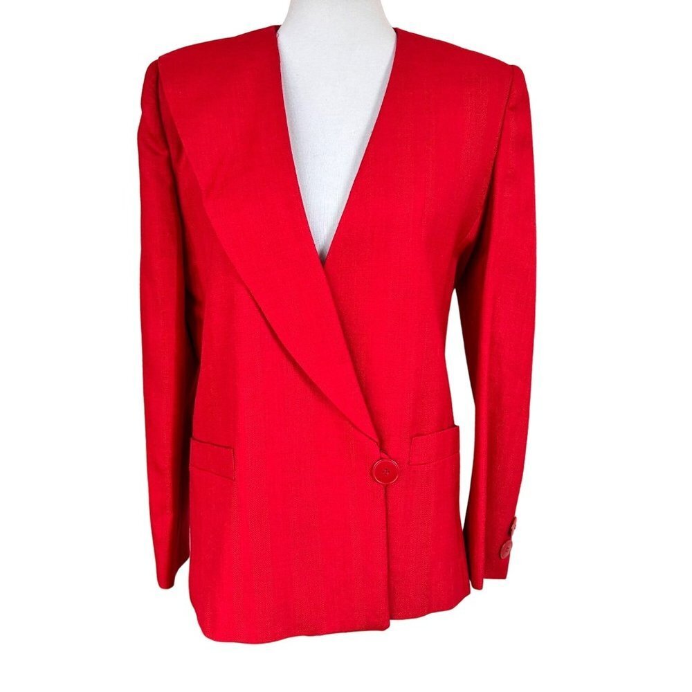 Vintage Peabody House Women Blazer Size Medium Red Professional Work Suit Jacket - Picture 12 of 12